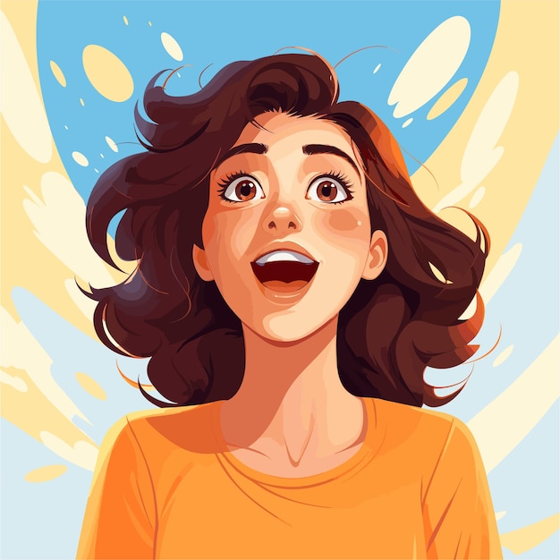 Young woman with happy surprised face vector illustrations white background 1062857